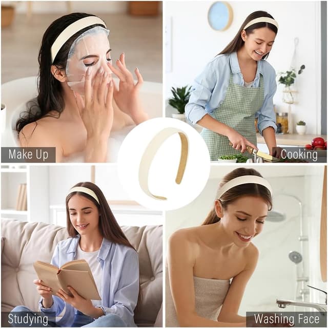 Thumbnail 6 de LOPHE bandeau femme en cuir PU blanc classique, large anti-glisse