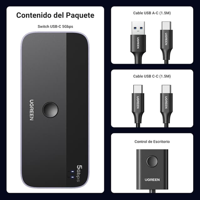 Thumbnail 7 de UGREEN Switch USB C KVM 4 Puertos 5Gbps para 2 PC