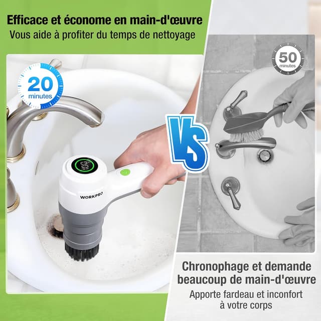 Detalle 2 de Brosse de nettoyage rotative WORKPRO 6 brosses