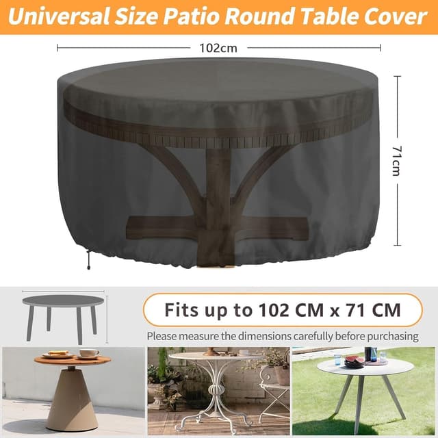 Detalle de RICHIE Round Garden Furniture Cover Waterproof 420D Oxford (Anti-UV, Windproof) 102x71cm