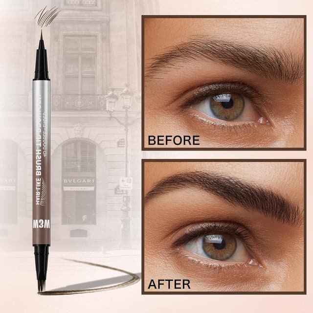 Detalle de W3W 4D Augenbrauenstift wasserfest (Augenbrauenstift 2-in-1) – 4D Angled Square + Ultra-Fine, 03 Dark Brown