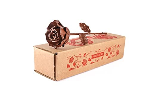 Detalle de Forging Art Bcn Rosa Eterna de hierro forjado a mano (6º aniversario “Bodas de Hierro”, color marrón)