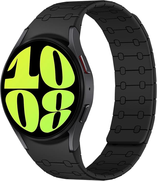 Detalle de Amizee No Gap Magnetic Silicone Strap for Samsung Galaxy Watch (20mm) — Black