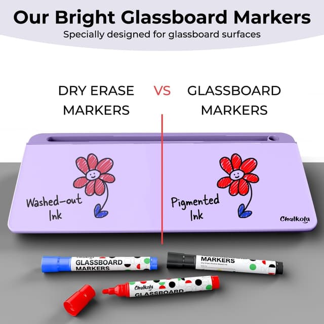 Detalle 2 de Chalkola Lavender glass whiteboard