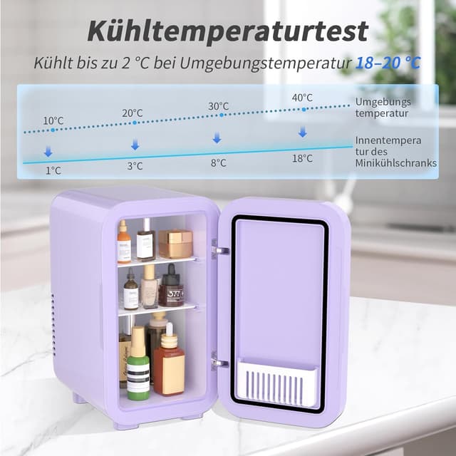 Detalle 2 de YASHE Mini-Kühlschrank (6 Liter, 8 Dosen) – tragbarer Thermoelektrik-Kühler für Schlafzimmer, Büro, Auto und Pflege