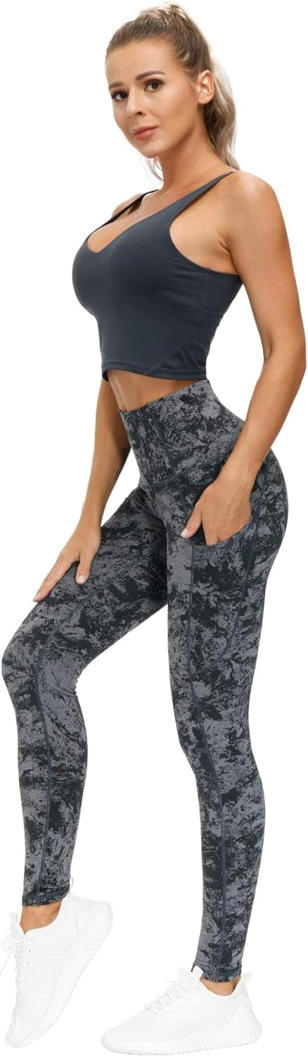 Detalle de THE GYM PEOPLE Thick High Waist Yoga Pants with Pockets (Tummy Control) for Women