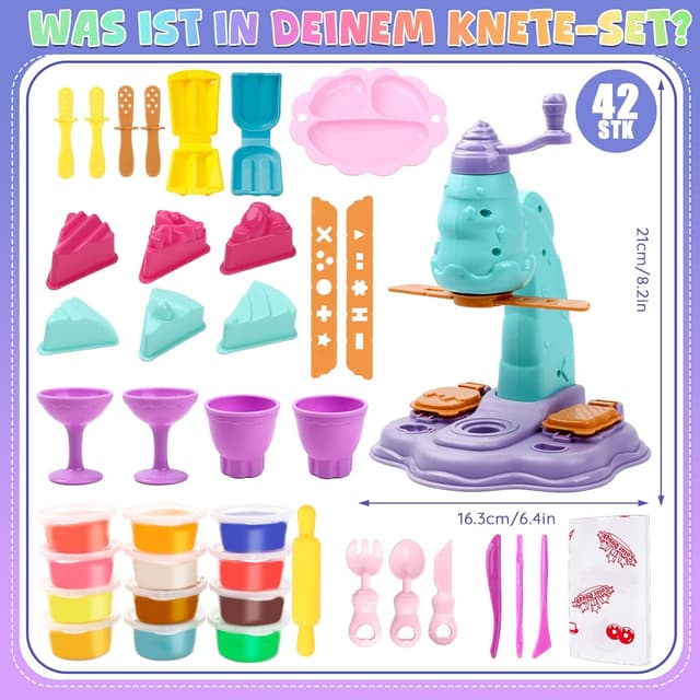 Detalle 2 de JoiTale Knete Set für Kinder – 42-teiliges Eiscreme-Set mit Knete-Zubehör (für 3–10 Jahre)