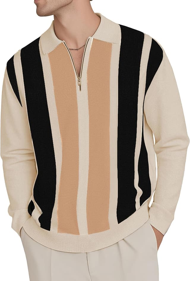 Thumbnail 6 de CTU Men’s Quarter Zip Striped Polo Jumper (Knitted Sweater) long sleeve, M–3XL
