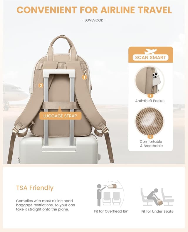 Thumbnail 6 de LOVEVOOK Rucksack Damen für 15,6 Zoll Laptop – wasserdichter Tagesrucksack mit USB-Anschluss