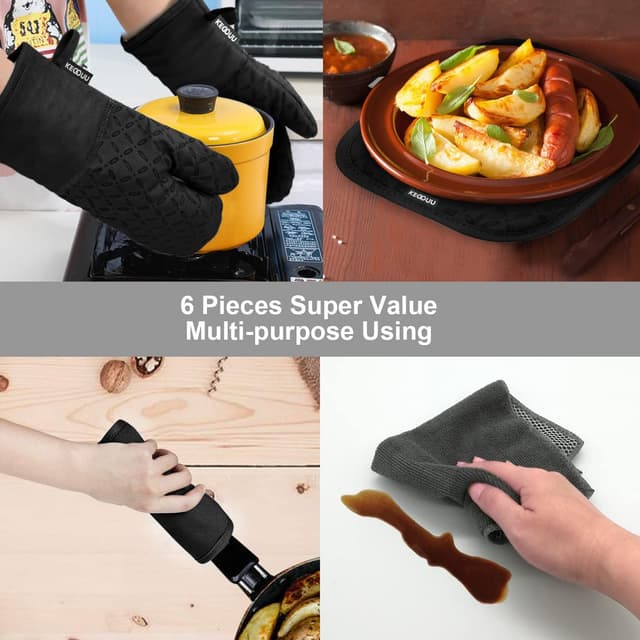 Thumbnail 6 de KEGOUU Oven Mitts 6-Piece Set for High-Heat Cooking