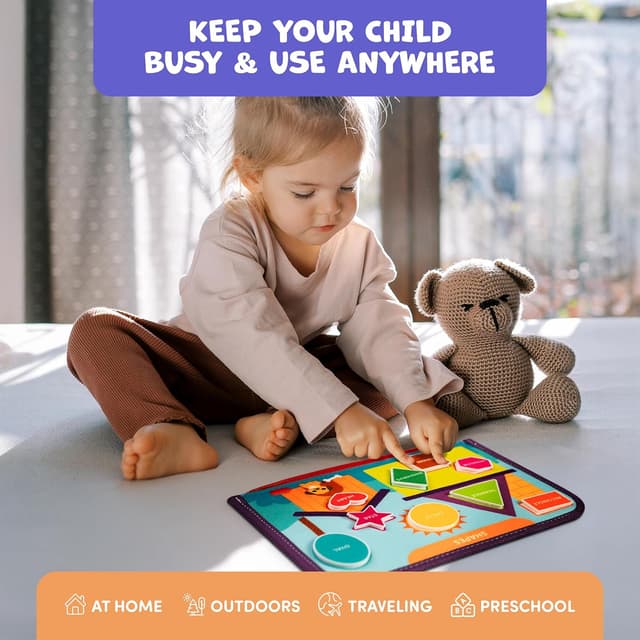 Detalle de Clever Fox Play Busy Book for Toddlers (Ages 1–3) – Montessori Felt Activity Board for Fine Motor Skills