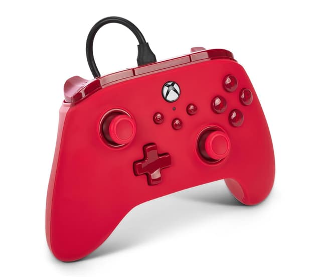 Detalle de PowerA Advantage Wired Controller for Xbox Series X|S (Red) with Detachable 10ft USB-C Cable