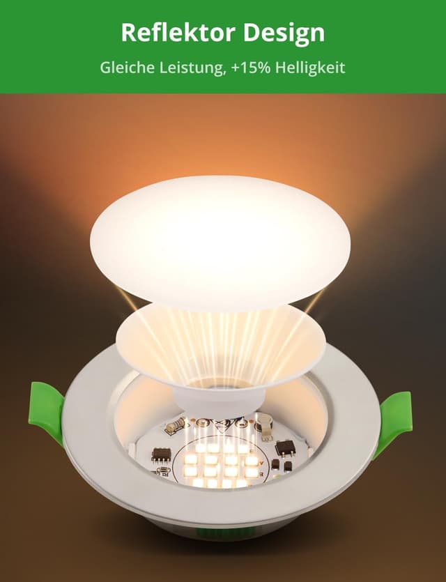 Detalle de HOMEOW 6er-Set LED-Einbaustrahler 230V, 5W – 3 Farbtemperaturen, ultraflach, IP44