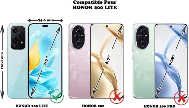 Detalle 2 de Tenphone coque en silicone souple pour Honor 200 Lite 5G (noir) – étui antichoc avec protection caméra