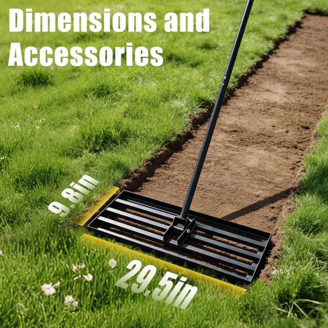 Thumbnail 6 de Lawn Levelling Rake 75x25cm Heavy Duty with Ergonomic Curved Handle, 185cm