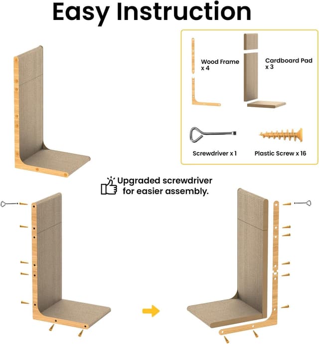 Thumbnail 4 de Conlun Cardboard Cat Scratcher 58 cm L-shape 🐱