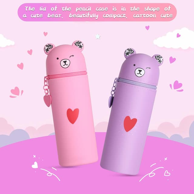 Detalle de AILUYA 2-teiliges Silikon-Federmäppchen (Bär, 2-in-1) – 19,5 x 5,5 cm