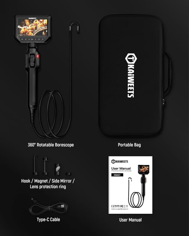 Thumbnail 6 de KAIWEETS Endoscope Inspection Camera with 4.3in IPS 1080P display, 210° rotating head & IP67 rating