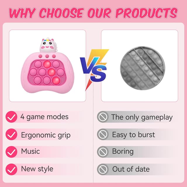 Thumbnail 6 de Fidget Toys Fast Push Bubble Game Console (Pink) — Handheld Push Bubble Puzzle Game for Kids, Ages 3–12