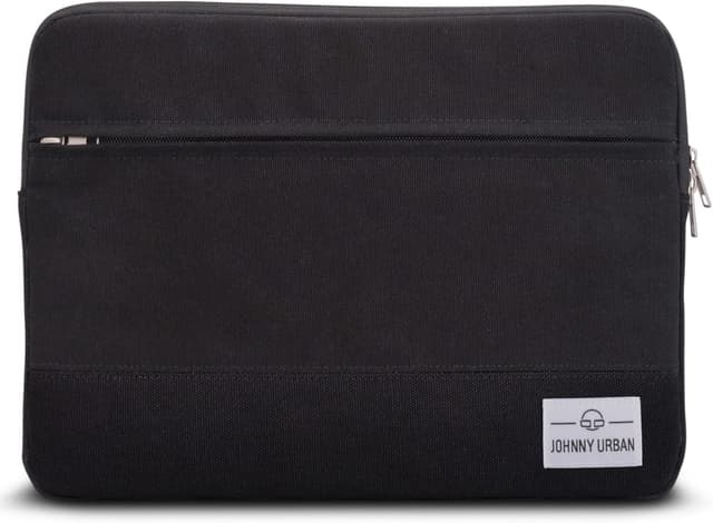 Detalle de Custodia Johnny Urban in tela e pelle vegana per MacBook Pro 13 e MacBook Air (2018) – Sleeve nera imbottita