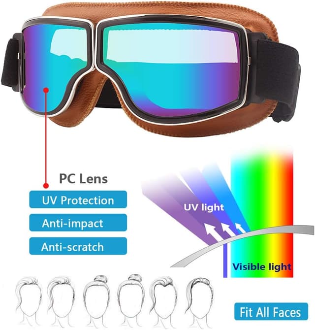 Detalle 1 de Ashilun Retro Pilot goggles for riding