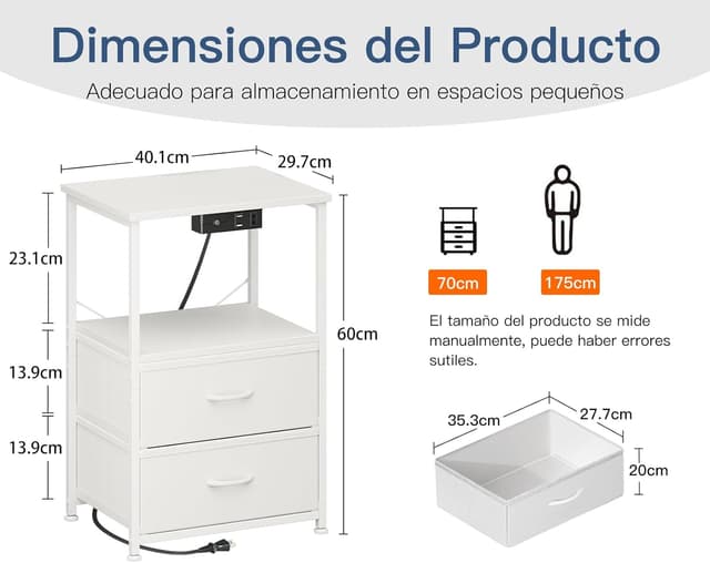 Thumbnail 2 de Coleshome Mesitas de Noche Pack 2