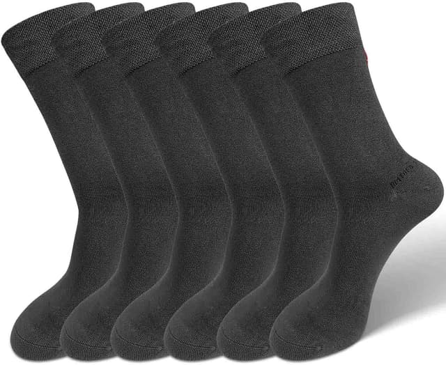 Detalle de LOFIR Chaussettes bambou courtes respirantes (crew) — lot de 6 paires homme & femme, noir, blanc, gris foncé, beige et brun