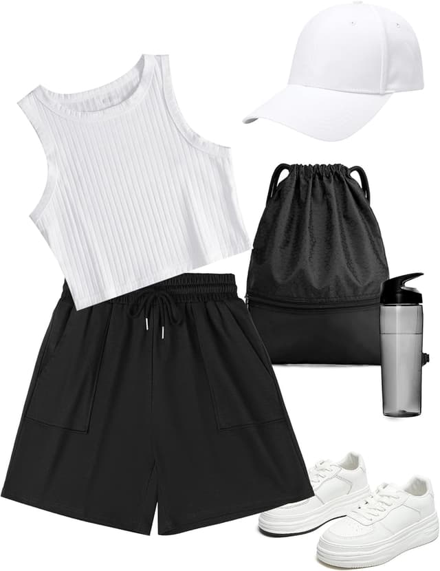 Detalle de Uniexcosm Pantalon Short Femme Sport Jogging — short décontracté à poches et cordon ajustable