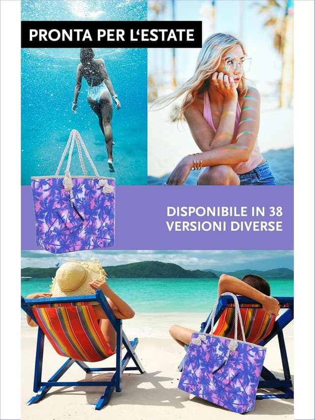 Detalle 1 de Borsa spiaggia DonDon 58 x 38 x 18