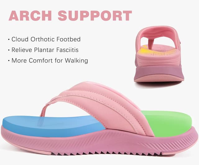 Detalle 2 de ONCAI Women’s Orthotic Cushion Flip Flops Recovery Sandals with Arch Support (Size 4–10)