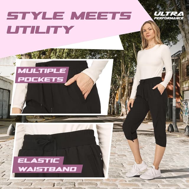 Detalle de Ultra Performance Women’s Ultra Performance Capri Pants (2-Pack) with Four-Way Stretch & Cargo Pockets