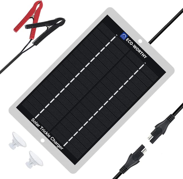 Detalle de ECO-WORTHY Solar Battery Charger & Maintainer for 12V Batteries (Waterproof, Portable, Plug and Play)