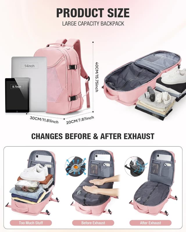 Detalle 2 de SZLX Vacuum Backpack Travel Bag with Pump (cabin-size underseat with vacuum compression)