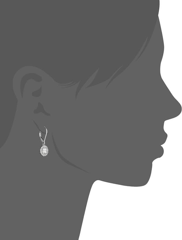 Detalle 1 de Sterling silver halo drop earrings 25mm