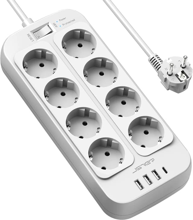 Detalle de JSVER Steckdosenleiste 8F USB-C Ladeanschlüsse 3680W