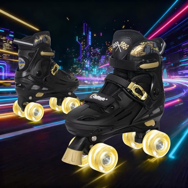 Detalle de Nattork Adjustable Roller Skates for Kids (Ages 4–16) with ABEC-7 Bearings and Rear Brake