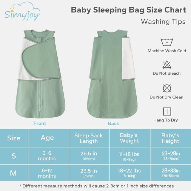 Thumbnail 6 de SIMYJOY Baby-Schlafsäcke für Neugeborene (Pucksack, Swaddle & Übergang) – 3-fach verstellbar, 100% Baumwolle