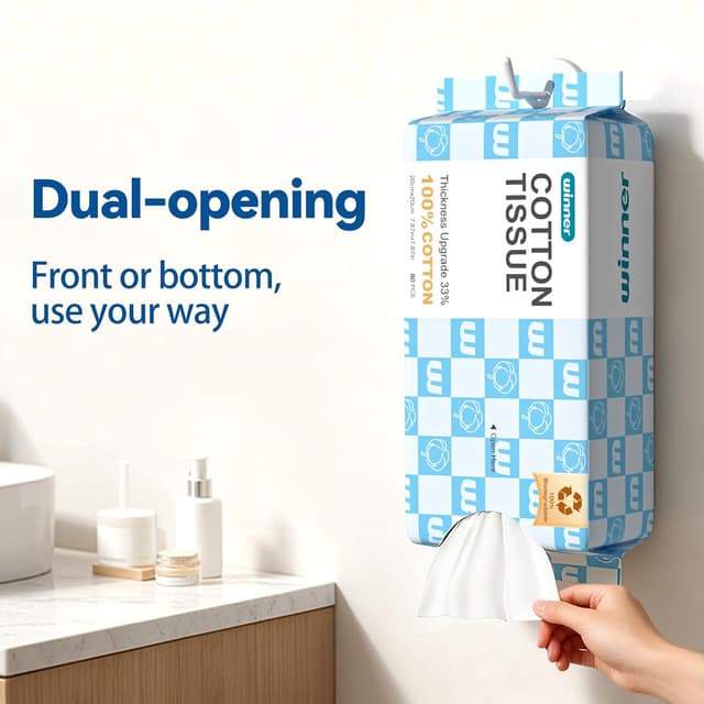 Detalle de Winner Soft Face Towels Thick Disposable Facial Towelettes (Unscented, Hangable Packs)