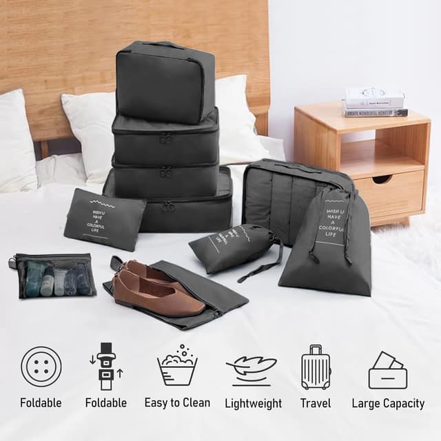Thumbnail 6 de 10-piece Packing Cubes set for suitcases – travel organiser bags for clothes, shoes and toiletries