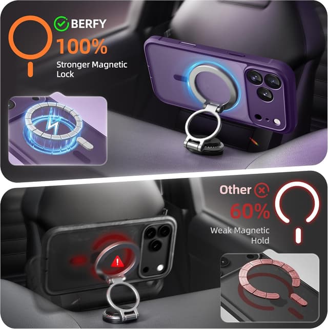 Detalle de BERFY iPhone 17 Pro Max Case with MagSafe, Built-in Privacy Screen Protector (6.9")