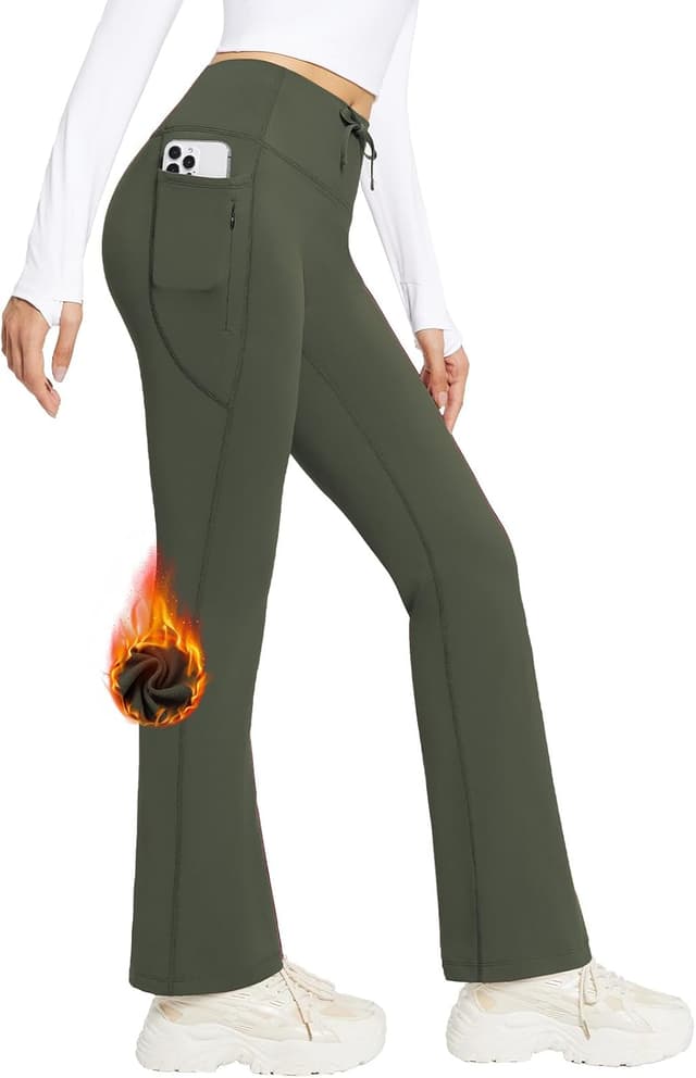 Detalle 2 de baleaf Women’s Thermal Flared Leggings Fleece Lined Yoga Pants with 4 Pockets