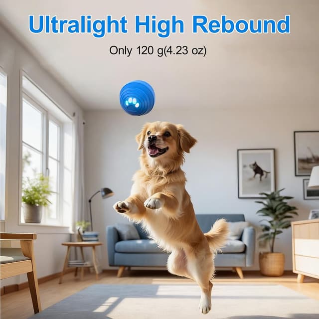 Detalle de BIRDTOBR balle chien interactive E-TPU rechargeable en Type C, 3 modes