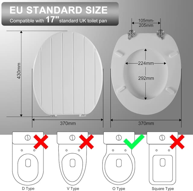 Thumbnail 1 de Angel Shield White Wooden Toilet Seat — Antibacterial Toilet Seat 🚽
