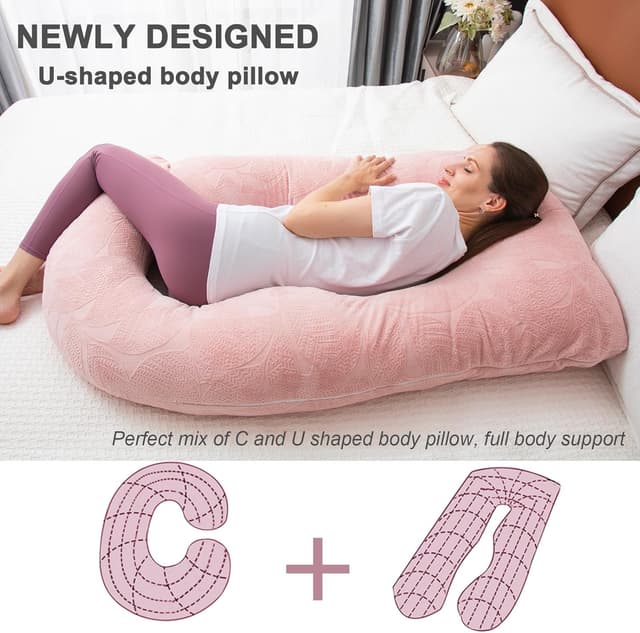 Detalle de TaiBest Schwangerschaftskissen aus geschreddertem Memory-Schaum (U-Form) – Pink