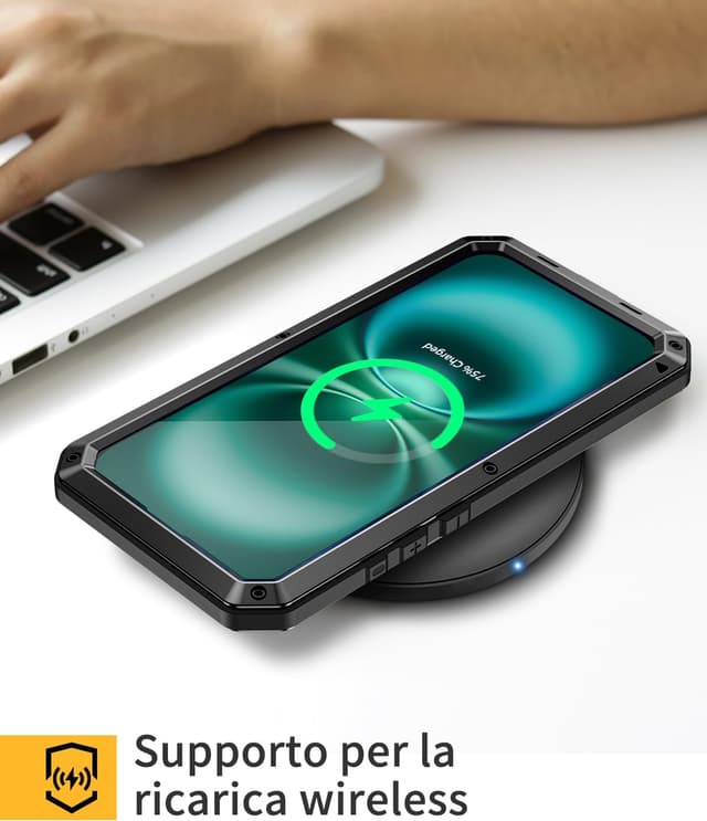 Detalle de Focusor Cover per iPhone 16 Pro Antiurto Rugged full body con protezione schermo 360° e accesso completo alle funzioni – Nero