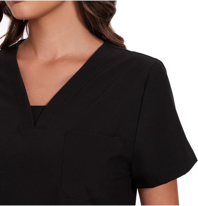 Detalle 2 de COZYFIT Women’s V-Neck Scrubs Top & Cargo Pants Set with 10 Pockets