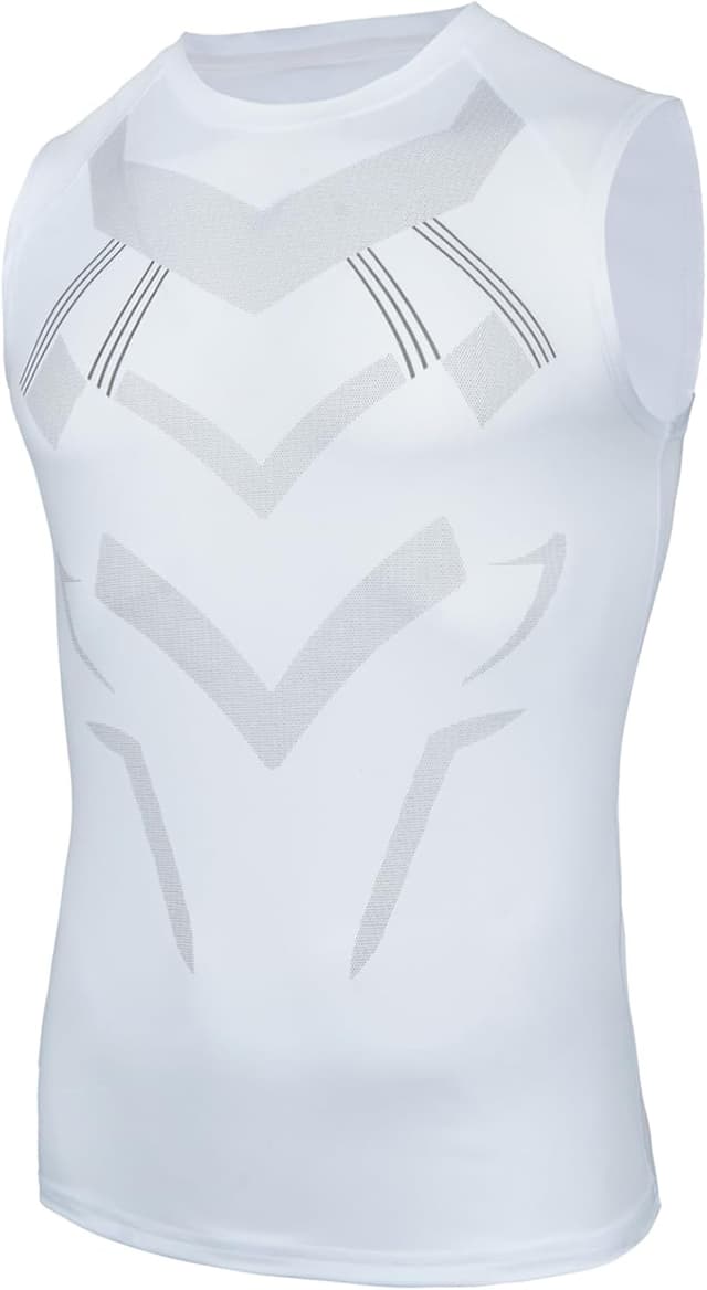 Detalle de AMZSPORT canotta compressiva da uomo a asciugatura rapida, base layer senza maniche