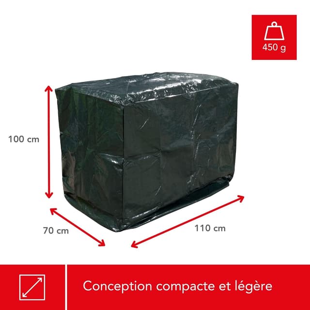 Detalle de Toolland housse de protection pour barbecue extérieur en polyéthylène – bâche rectangulaire vert 110 x 70 x 100 cm