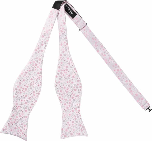 Detalle de Alizeal Mens Floral Patterned Self Tied Bow Tie and Pocket Square Set
