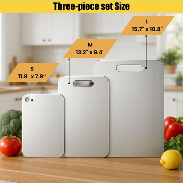 Thumbnail 6 de Titanium Cutting Board Set 3-Piece, Double-Sided 🍽